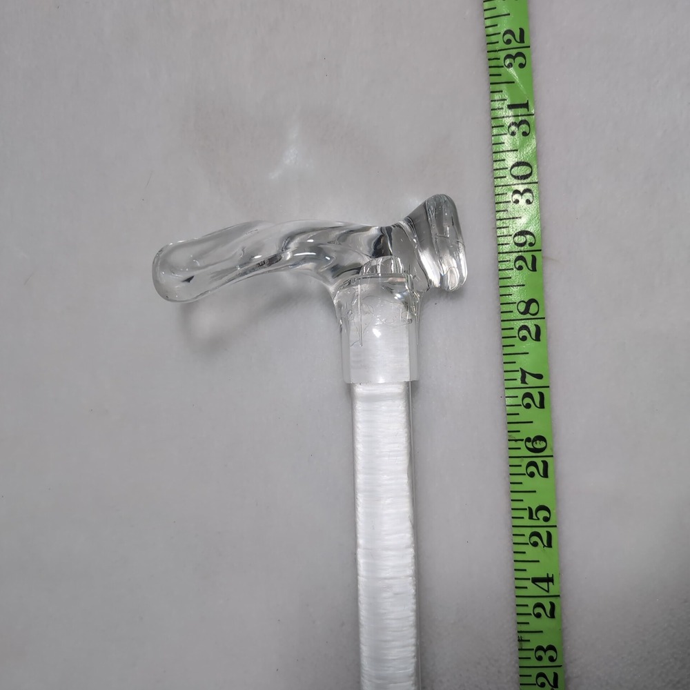 Lucite Walking Cane 32in Clear Acrylic Derby Contour Handle Modernist Right Hand - Picture 6 of 11